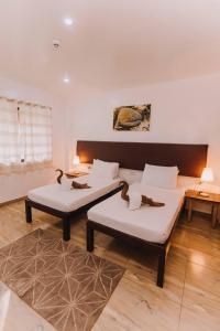 ZamboanguitaLavanya Beach And Dive Resort的客厅设有两张床和两张桌子