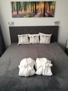 圣恩吉玛Top Appartment mit Weitblick und Late Check-Out inklusive aktivCARD的一张带两张白色毛巾的床