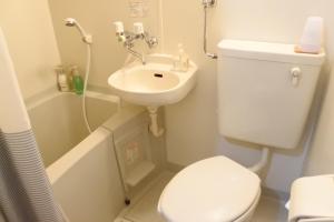 札幌沙伯洛基旅馆的一间带卫生间和水槽的小浴室