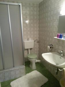 巴德哥依斯恩柯林斯克劳斯民宿的带淋浴、卫生间和盥洗盆的浴室