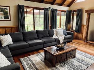 丹马克William Bay Cottages的带沙发和咖啡桌的客厅