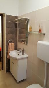 乌马格Apartman Darja的一间带水槽、卫生间和镜子的浴室