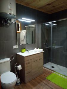 圣乌尔苏拉Canarian House Antigua Escuela的浴室配有卫生间、盥洗盆和淋浴。