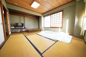 Saitobusiness ryokan haniwa的一间设有床铺和电视的房间