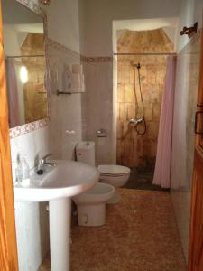 Catí马斯维尔乡村民宿的一间带水槽、卫生间和淋浴的浴室