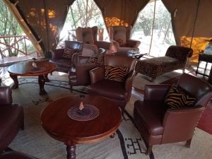 塔勒克玛拉兰奇野生动物观赏露营地 - 马赛马拉国家保护区的帐篷内带沙发和椅子的客厅