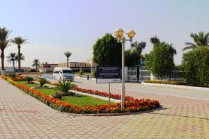 巴格达巴格达国际机场酒店的花环中带有标志的街道灯