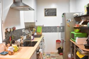 阿尔么丽亚La Pita Guesthouse的厨房配有水槽和冰箱