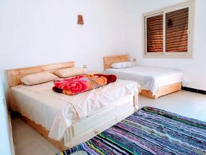 塔巴Yasmina Beach的两张睡床彼此相邻,位于一个房间里