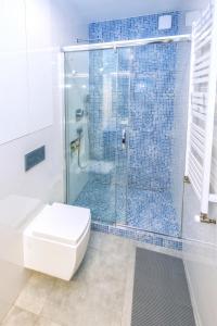 弗罗茨瓦夫KOMFORT HOUSE RYNEK的浴室设有玻璃淋浴间和卫生间