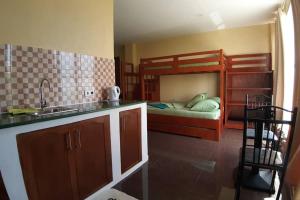 达拉盖地Seaview Mansion Dalaguete - Apartment 5的一间带水槽和一张双层床的厨房