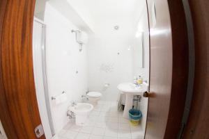 圣多米诺伊登酒店的白色的浴室设有卫生间和水槽。