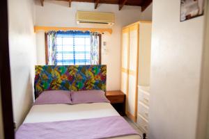 格罗斯岛Tropical Breeze Vacation Home and Apartments的一间小卧室,配有床和窗户