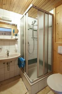 大格洛克纳山麓卡尔斯陶若旅馆的带淋浴和盥洗盆的浴室