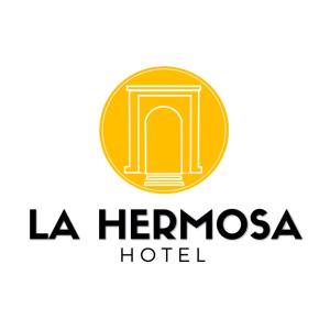 布加La Hermosa Hotel的一张拉赫莫萨酒店标志的图象
