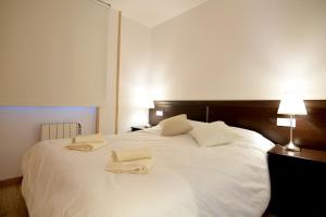 帕斯底拉卡萨Lux Renard "Acceso directo a pistas"的卧室配有白色的床和2条毛巾