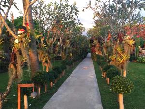 高兰班泰兰塔度假别墅的穿过种有树木和植物的花园的步道