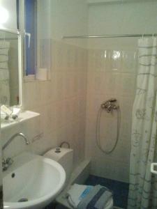 洛加拉斯阿克提欧酒店的一间带水槽、卫生间和淋浴的浴室