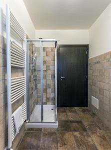 多索博诺里卡希迪康帕尼亚农庄酒店的带淋浴的浴室和玻璃门