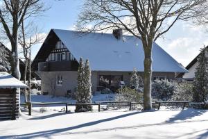 温特贝格Ferienwohnung (H)Auszeit Pape的雪中带栅栏的房子
