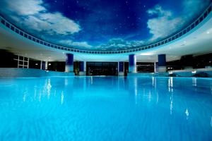 纽波特凯尔特庄园别墅酒店的夜晚的游泳池,天花板上星星