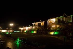 罗纳瓦拉Green Velvet Resort-Near Pawna Lake的夜晚一排绿灯的房子