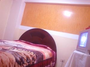 库斯科Hospedaje Pumacurco Betty的一间卧室配有一张床和电视