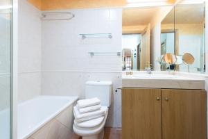 卡尼略Apartamento Refugi的一间带卫生间、水槽和镜子的浴室