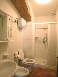 拉迪孔多利Agriturismo Bellavista的浴室配有卫生间、盥洗盆和淋浴。