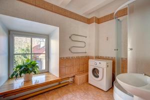 维尔纽斯Vidos apartamentai 2的一间带洗衣机和窗户的浴室