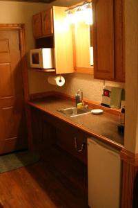 莱文沃思Beaver Valley Lodge的厨房配有水槽和微波炉