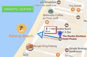 芭东海滩The Shades Hotel 50 meter Beach Front的卡波海滩海滩地图