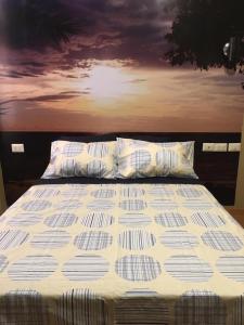 塔克纳Terra Suites Ecogreen的一张大床,上面有两个枕头