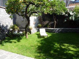 阿奇雷亚莱La Durlindana B&B的坐在树下草上的白色椅子