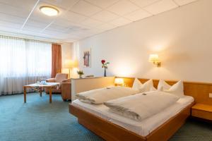 桑德豪森皇家宫廷酒店的酒店客房设有床和客厅。