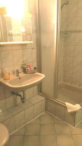 多特蒙德豪斯弗林酒店的一间带水槽和淋浴的浴室