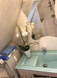戈斯拉尔Die Altstadt Appartements Caprice的浴室设有花瓶和水槽