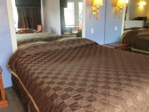 洛杉矶谢内加公园汽车旅馆的一间位于酒店客房内的带大床的卧室