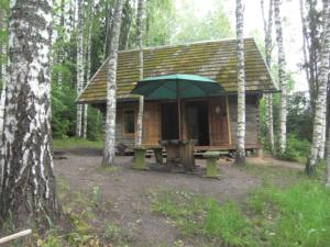 Ähijärve亚温努卡普克玛雅度假屋 的小屋设有野餐桌