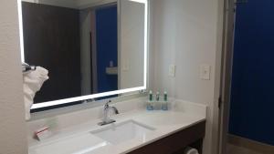 斯莱德尔Holiday Inn Express Slidell, an IHG Hotel的一间带水槽和大镜子的浴室