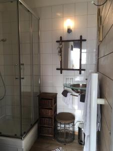 勒阿弗尔Les chambres du Chat Perché的带淋浴和盥洗盆的浴室