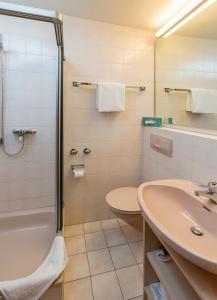 希格斯多夫玛丽亚埃克科罗斯特加斯特霍夫酒店的带淋浴卫生间和盥洗盆的浴室