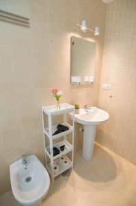桑卢卡尔-德巴拉梅达Mirador de Doñana, Apartamentos Living Sur的一间带水槽、卫生间和镜子的浴室