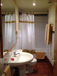 阿尔克萨尔Apartamentos Residencial Fornocal的一间带水槽、卫生间和淋浴的浴室