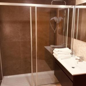 阿吉亚尔小镇欧罗巴酒店的带淋浴和盥洗盆的浴室