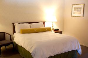 阿拉米达珊瑚公寓套房酒店的一间卧室配有一张黄色枕头的床