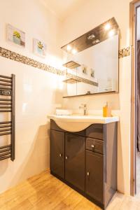 穆斯捷-圣玛丽Appartement de charme, spacieux, Moustiers #5的一间带水槽和镜子的浴室