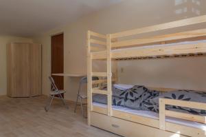 苏莱吉Pawilon 12的一间卧室配有两张双层床和一张书桌