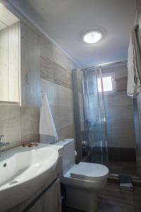 库基尼坎尼奥Evina Rooms & Suites的浴室配有卫生间、盥洗盆和淋浴。
