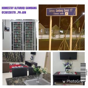 甘孟Homestay AlFaruqi Gambang 1的一张带鲜花桌子的房间的照片拼贴